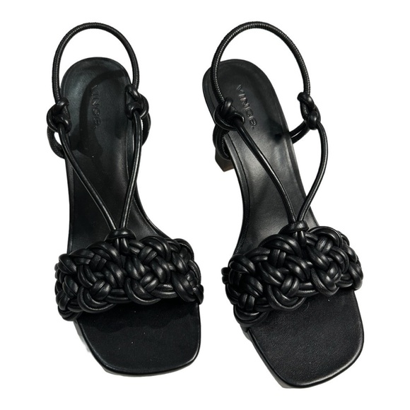 VINCE Quenelle Braided Black Leather Sandals Size 8 - Picture 4 of 10